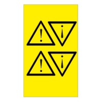 PLB42967 - Набір наліпок акрилових типу PLB розміром 50х50х50 мм на листах жовтого кольору з символами "знак небезпека в трикутнику" (40 шт)