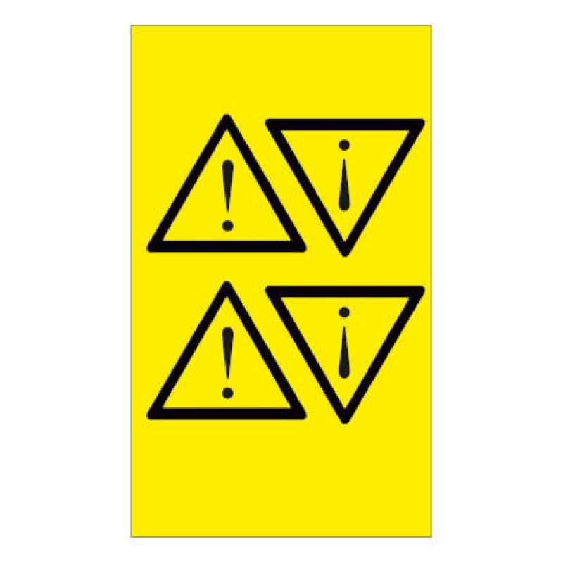 PLB42967 - Набір наліпок акрилових типу PLB розміром 50х50х50 мм на листах жовтого кольору з символами "знак небезпека в трикутнику" (40 шт)