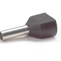 PEM-TCEF1508F - Ізольовані наконечники типу "трубчасті" розміром L=8,0 мм для проводу 1,5 мм2 х 2 чорного кольору (100 шт/пак)