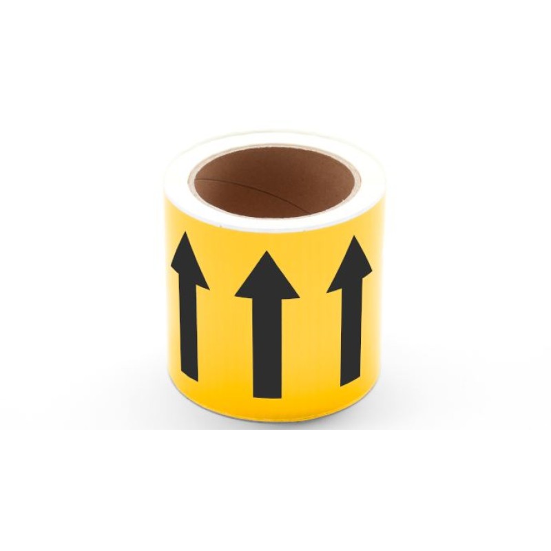 PLPM100000B4SG.FGAS - PLPM DIRECTIONAL POLYSTER LABEL 100 mm CONTINUOUS YELLOW: LIQUEFIED GAS (25 m)