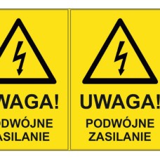 PLB43015PV - Набір наліпок з вінілу типу PLB розміром 53х77 мм на листах жовтого кольору з написом "Увага! Подвійне заземлення" (20 шт)