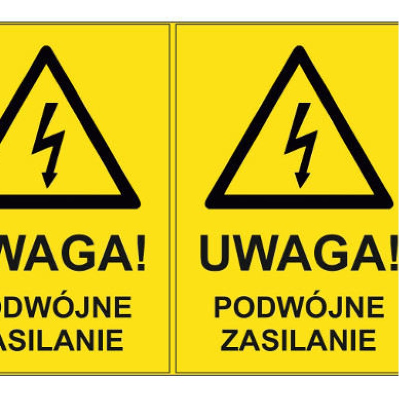 PLB43015PV - Набір наліпок з вінілу типу PLB розміром 53х77 мм на листах жовтого кольору з написом "Увага! Подвійне заземлення" (20 шт)