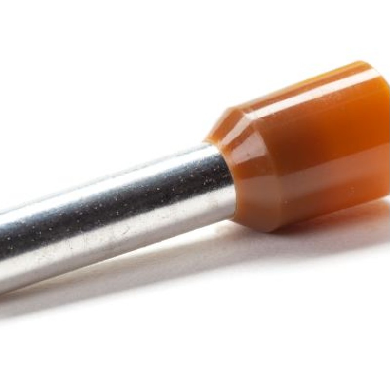 PEM-CEF1018F - 10mm2 x 18mm2 brown insulated sleeve end cap (100 pcs.)