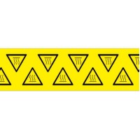 PLC025025A40.HS - Набір наліпок акрилових типу PLC розміром 25х25х25 мм на листах жовтого кольору з символами "знак гаряча поверхня в трикутнику" (140 шт)