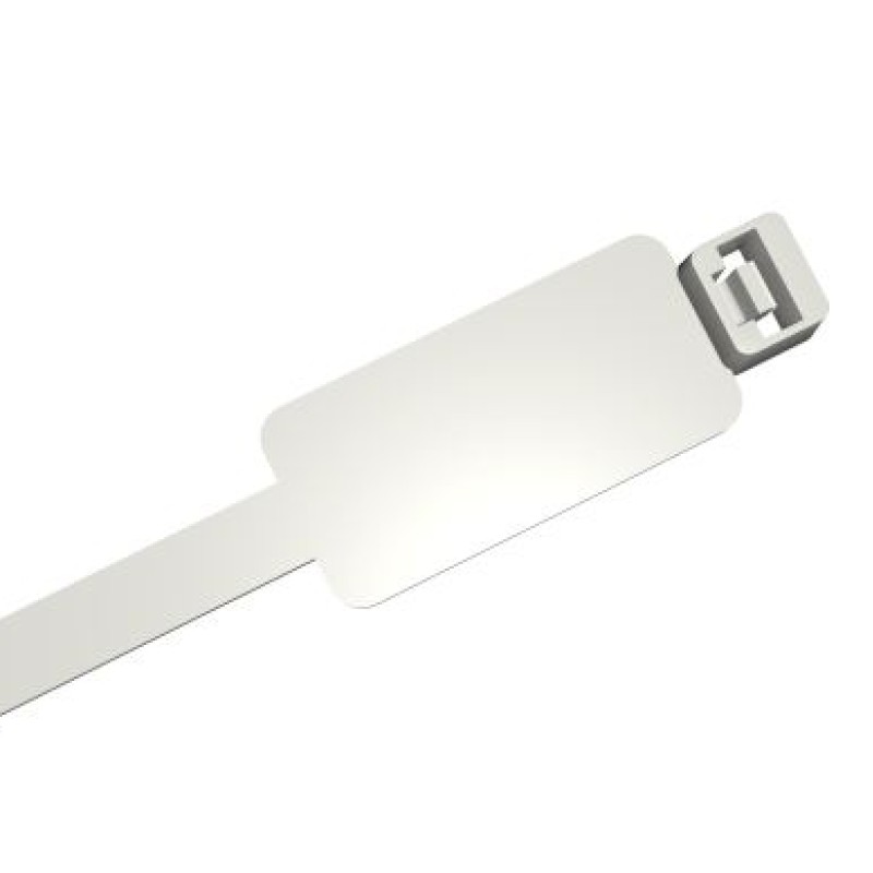 PKB-20046WM-9 - Хомут пластиковий "з площадкою під напис" розміром 200 х 4,6 мм білого кольору (100 шт/пак)