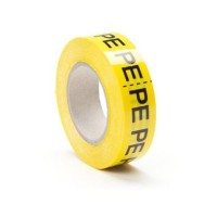 PLP019000V40.PE - Наліпки з вінілу типу PLB розміром 19мм у котушках по 20 м жовтого кольору з символом "PE" (6 рулонів)
