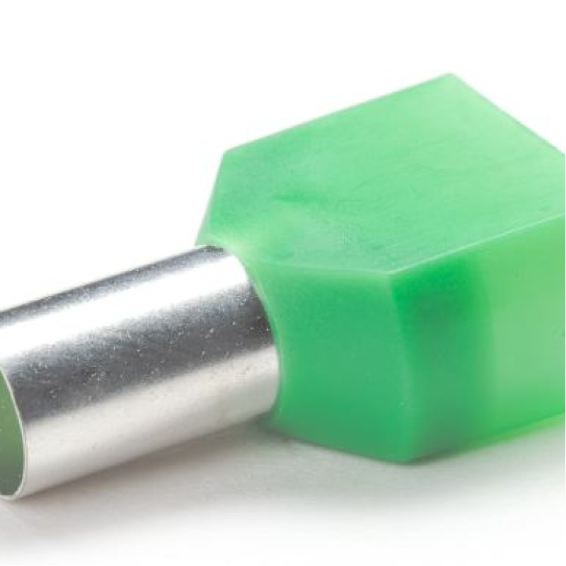 PEM-TCEF1614G - Ізольовані наконечники типу "трубчасті" розміром L=14,0 мм для проводу 16,0 мм2 х 2 зеленого кольору (100 шт/пак)