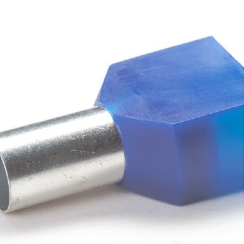 PEM-TCEF1614F - Ізольовані наконечники типу "трубчасті" розміром L=14,0 мм для проводу 16,0 мм2 х 2 синього кольору (100 шт/пак)