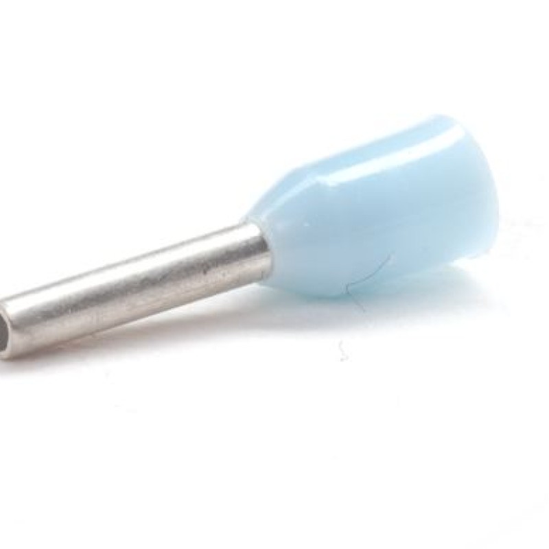 PEM-CEF025G - Ізольовані наконечники типу "трубчасті" розміром L=6,0 мм для проводу 0,25 мм2 синього кольору (100 шт/пак)