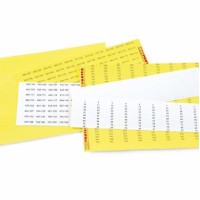 PF-10021KT49 - Перфорований аркуш формату А4 типу PF з жовто-білими бірками розміром 10х21 мм (594 шт/аркуш)