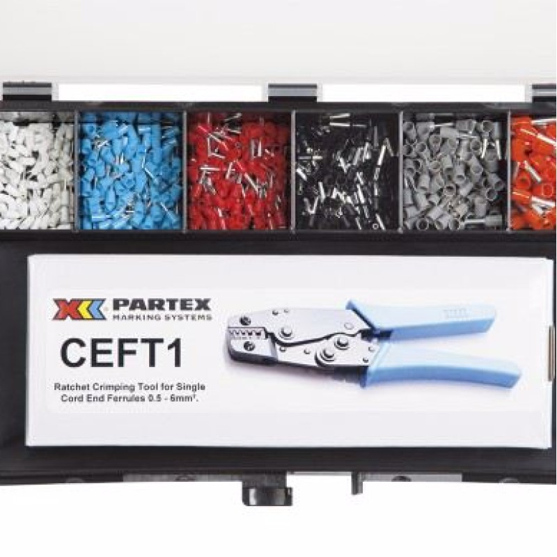 KIT-CEF01G - Набір ізольованих наконечників під провід 0,25 - 1,5 мм2 (стандарт G) та інструмент CEFT01