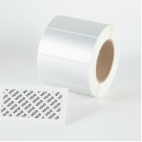 PLT047028DSEC - Наліпки типу PLT (пломба) поліестерові матові розміром 47х28 мм сріблястого кольору (1 500 шт/котушка)