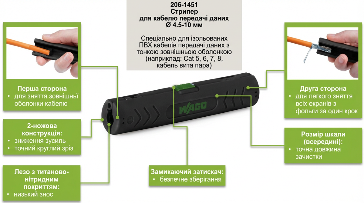 Stripper 206-1451 (for data cable Ø 4.5-10 mm) Stripper 206-1451 (for data cable Ø 4.5-10 mm)