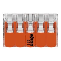 221-420 Зрощувальний з'єднувач з важелями; для всіх типів провідників; макс. 4 мм²; 10-жильний; прозорий корпус; Температура навколишнього повітря: макс. 85°C (T85); 4,00 мм²; прозорий