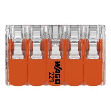 221-420 Splicing connector with levers; for all conductor types; max. 4 mm²; 10-conductor; transparent housing; Surrounding air temperature: max 85°C (T85); 4,00 mm²; transparent