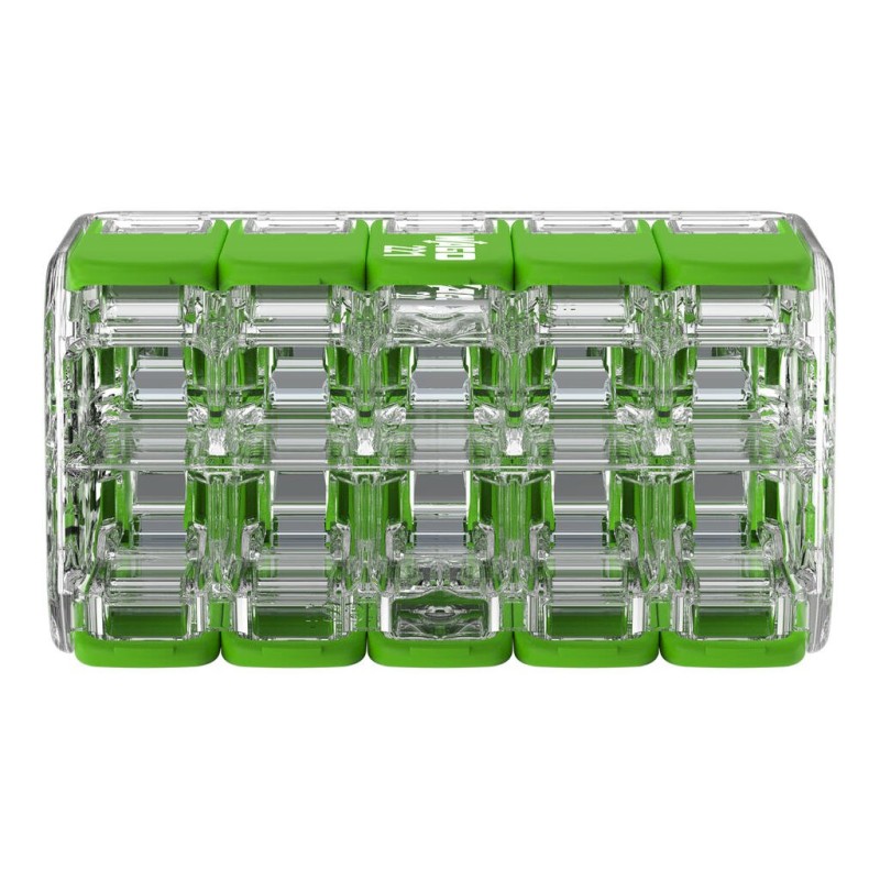 221-430 Splicing connector with levers Green Range; for all conductor types; max. 4 mm²; 10-conductor; transparent housing; Surrounding air temperature: max 85°C (T85); 4,00 mm²; transparent, EKO