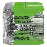 221-430 Зрощувальний з'єднувач з важелями Green Range; для всіх типів провідників; макс. 4 мм²; 10-жильний; прозорий корпус; Температура навколишнього повітря: макс. 85°C (T85); 4,00 мм²; прозорий, ЕКО