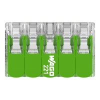 221-430 Зрощувальний з'єднувач з важелями Green Range; для всіх типів провідників; макс. 4 мм²; 10-жильний; прозорий корпус; Температура навколишнього повітря: макс. 85°C (T85); 4,00 мм²; прозорий, ЕКО