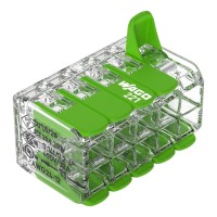 221-430 Зрощувальний з'єднувач з важелями Green Range; для всіх типів провідників; макс. 4 мм²; 10-жильний; прозорий корпус; Температура навколишнього повітря: макс. 85°C (T85); 4,00 мм²; прозорий, ЕКО