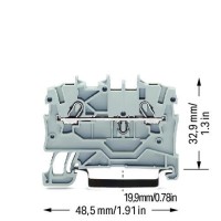 2000-1201 2-conductor through terminal block;1 mm²;suitable for Ex e II applications;gray