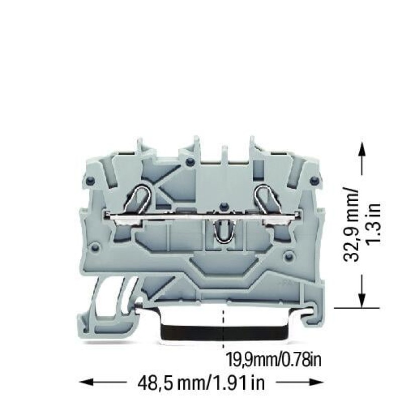 2000-1201 2-conductor through terminal block;1 mm²;suitable for Ex e II applications;gray