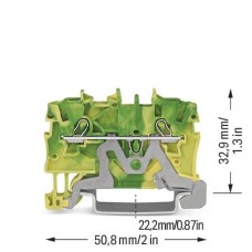 2000-1207 2-conductor ground terminal block;1 mm²;suitable for Ex e II applications;green-yellow