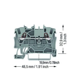 2001-1201 2-conductor through terminal block;1.5 mm²;suitable for Ex e II applications;gray