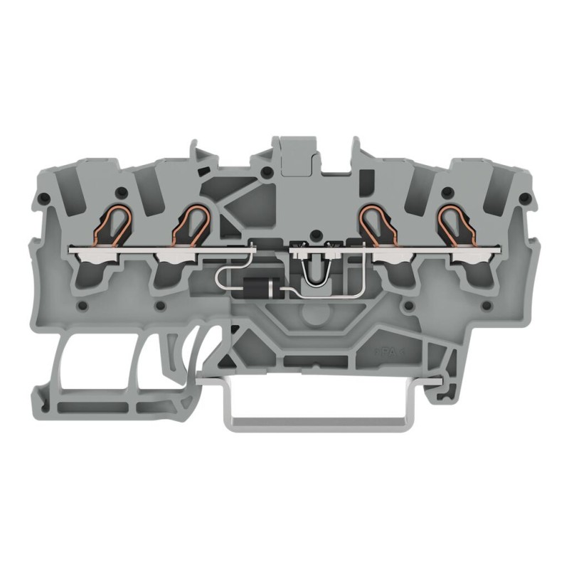 2001-1411/1000-700 Компонентна клемна колодка; 4-провідна; з резистором 120 Ом; BF 0207; для DIN-рейки 35 x 15 і 35 x 7,5; 1,5 мм²; Push-in CAGE CLAMP®; 1,50 мм²; сірий