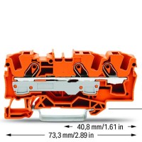 2006-1302 3-conductor through terminal block;6 mm²;suitable for Ex e II applications;orange