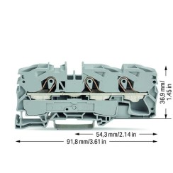 2016-1301 3-провідна прохідна клемна колодка; 16 мм²; для застосувань Ex e II; сірий