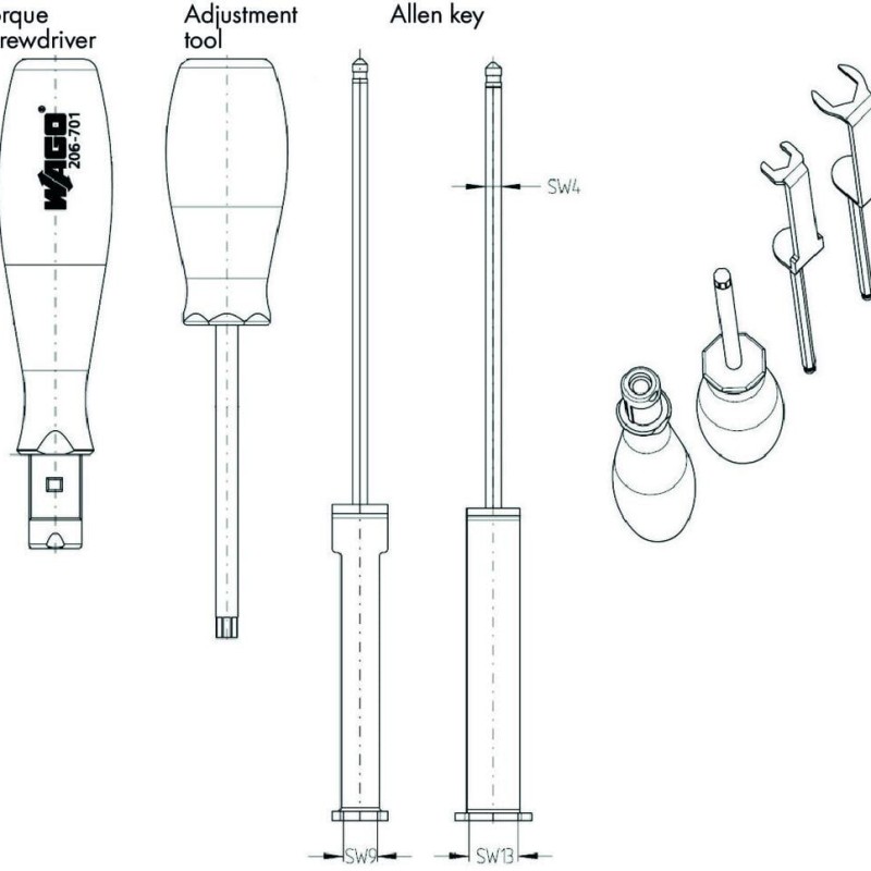 206-701 Torque wrench M8 and M12;Assembly kit