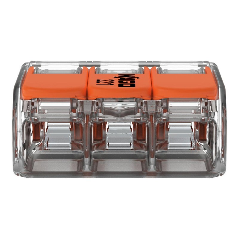 221-413 З'єднувач для зрощування з важелями; для всіх типів провідників; макс. 4 мм²; прозорий