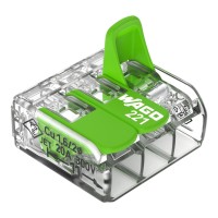 221-423/995-012 З'єднувач для зрощування з важелями; для всіх типів провідників; макс. 4 мм²; прозорий, блістер