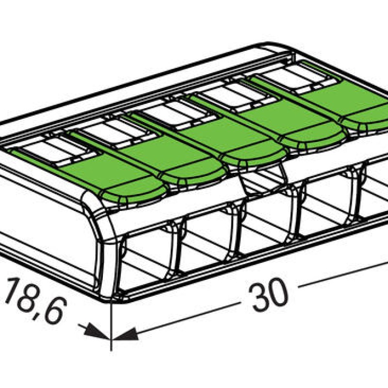 221-425 З'єднувач для зрощування з важелями; для всіх типів провідників; макс. 4 мм²; прозорий