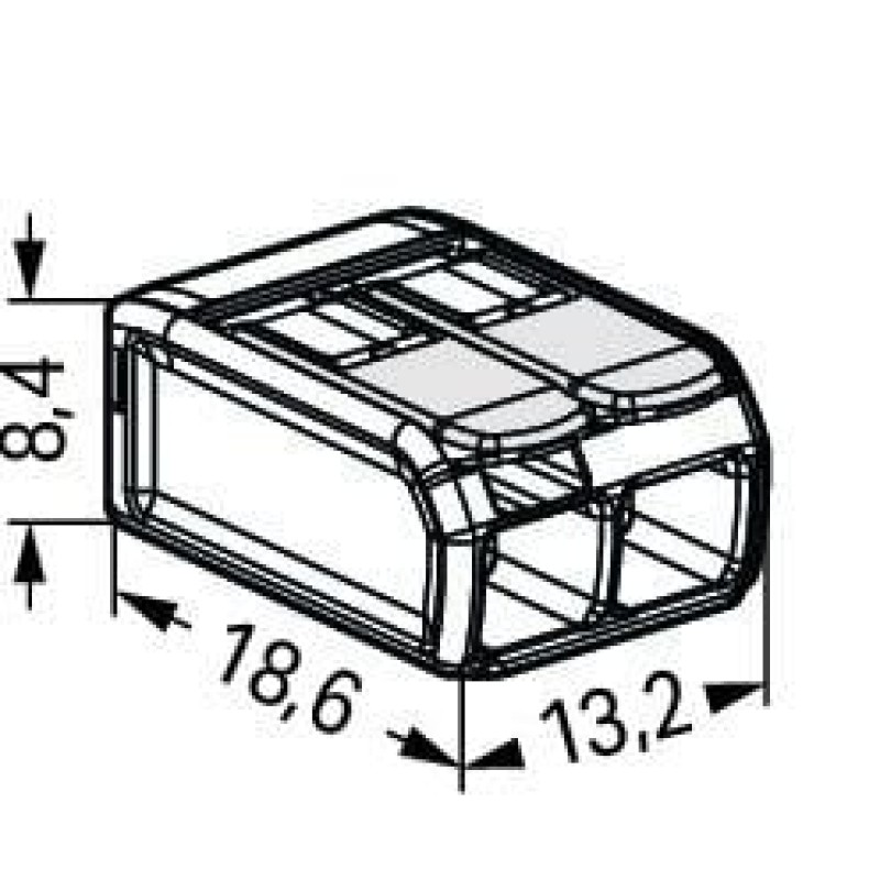 221-482 З'єднувач для зрощування з важелями; для всіх типів провідників; для застосувань Ex e; прозорий