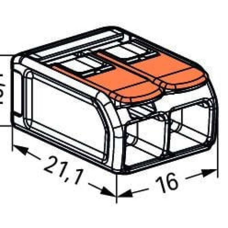 221-612 З'єднувач для зрощування з важелями; для всіх типів провідників; макс. 6 мм²; прозорий