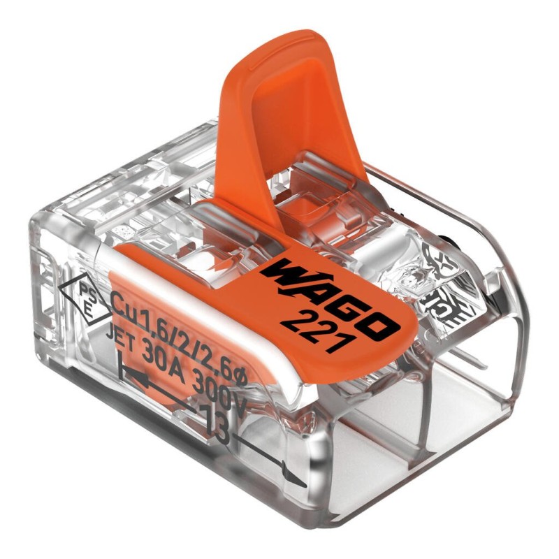 221-612 З'єднувач для зрощування з важелями; для всіх типів провідників; макс. 6 мм²; прозорий