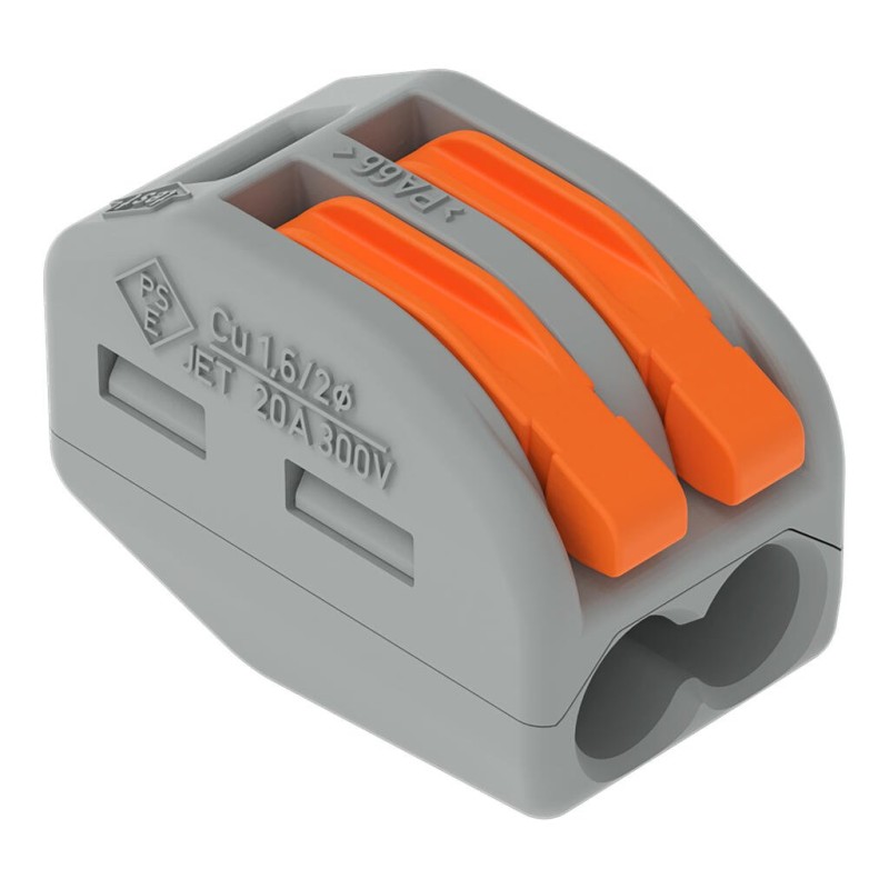 222-412 З'єднувач для зрощування з важелями; для всіх типів провідників; макс. 4 мм²; сірий