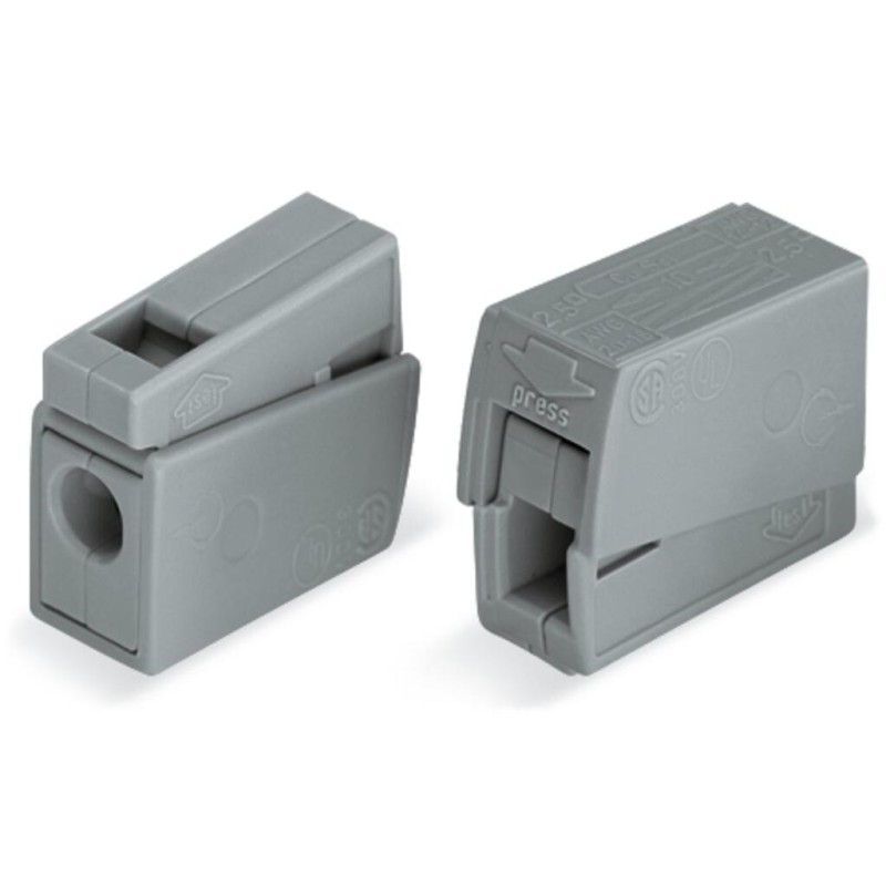 224-101 Lighting connector;push-button on lighting side;Lighting side: for all conductor types;gray