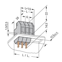 226-104 Прохідна клемна колодка; Клема швидкого роз'єднання провідник/пайка/обтиск; Товщина пластини: 1.5 мм; сірий