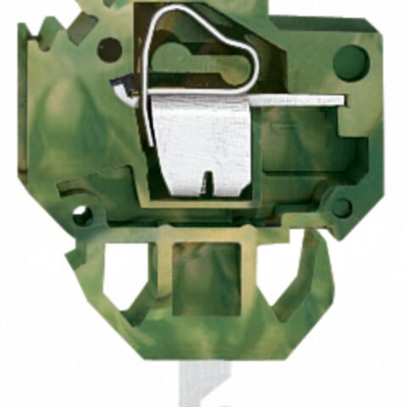 226-107 Прохідна клемна колодка заземлення; Клема швидкого роз'єднання провідник/пайка/обтиск; Товщина пластини: 1.5 мм; зелено-жовтий