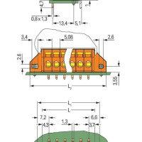 231-632/023-000 PCB terminal block;2.5 mm²;Pin spacing 5.08 mm;orange