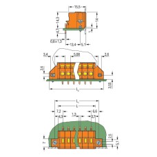 231-633/023-000 Клема на друковану плату; 2.5 мм²; Крок контактів 5.08 мм; помаранчевий