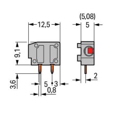 235-401 Набірна клемна колодка на друковану плату; 2.5 мм²; Крок контактів 5/5.08 мм; сірий