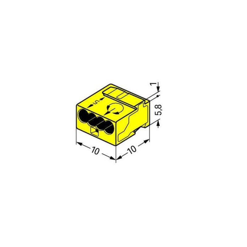 243-504 MICRO PUSH WIRE® connector for junction boxes;for solid conductors;max. 0.8 mm Ø;yellow