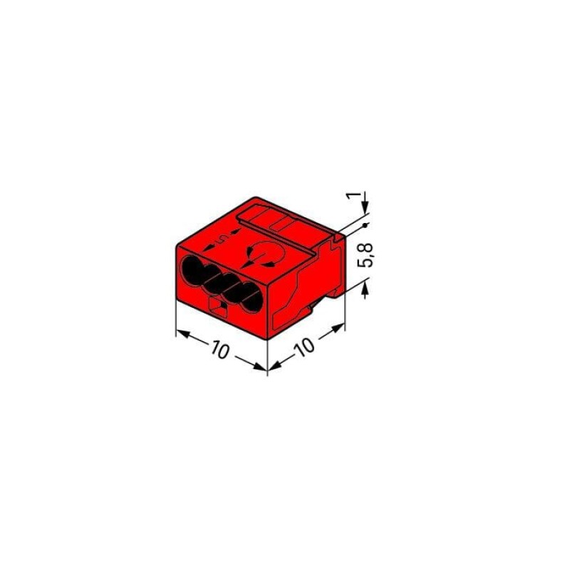 243-804 MICRO PUSH WIRE® connector for junction boxes;for solid conductors;max. 0.8 mm Ø;red