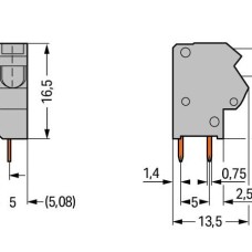 254-846 Набірна клемна колодка на друковану плату; 2.5 мм²; Крок контактів 5/5.08 мм; помаранчевий