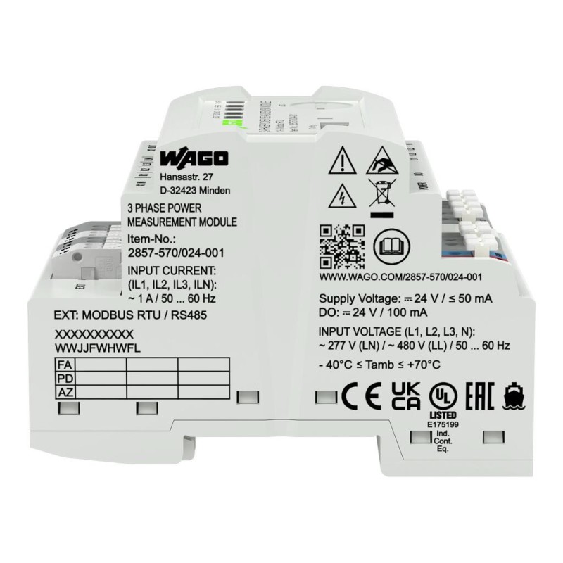 2857-570/024-001 Модуль вимірювання 3-фазної потужності; 3x277/480 В/1 А; Modbus RTU