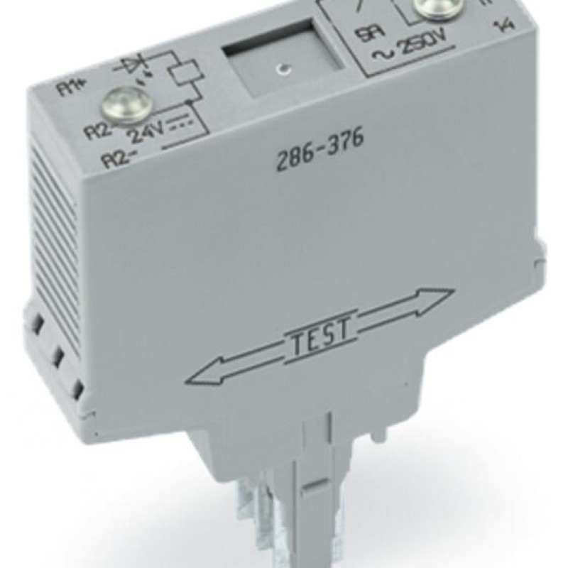 286-376 Релейний модуль; Номінальна вхідна напруга: 24 В DC; 1 замикаючий контакт; сірий