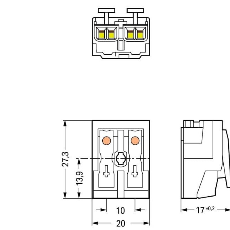 294-4002 Lighting connector;push-button, external;without ground contact;white